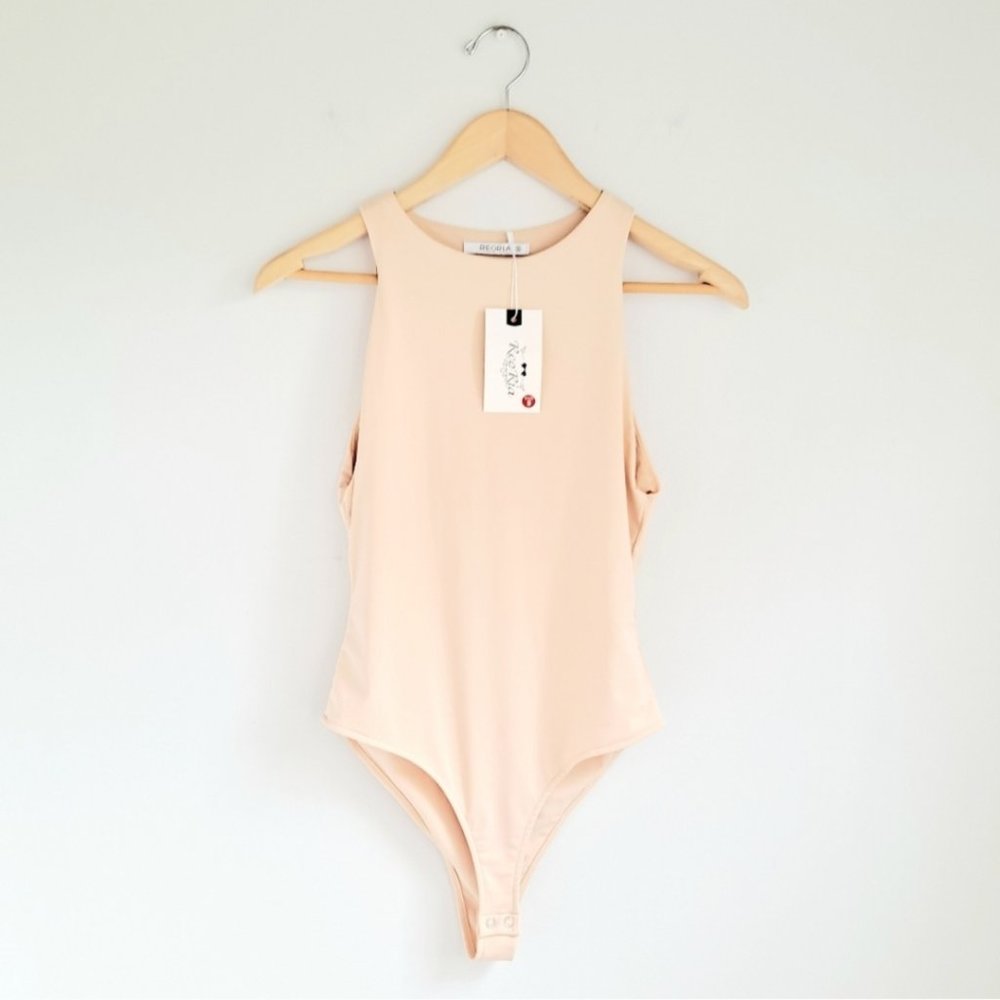 Toffee Cream Racerback Halter Bodysuit Tank